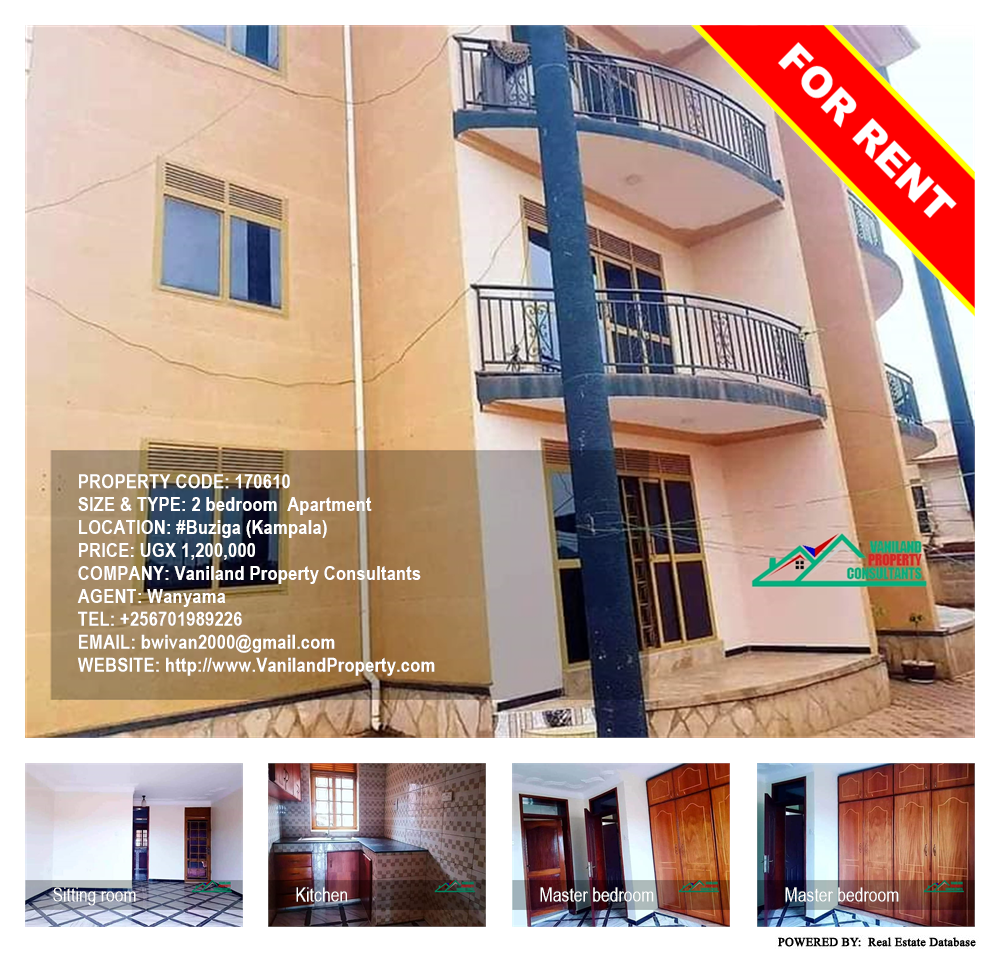 2 bedroom Apartment  for rent in Buziga Kampala Uganda, code: 170610