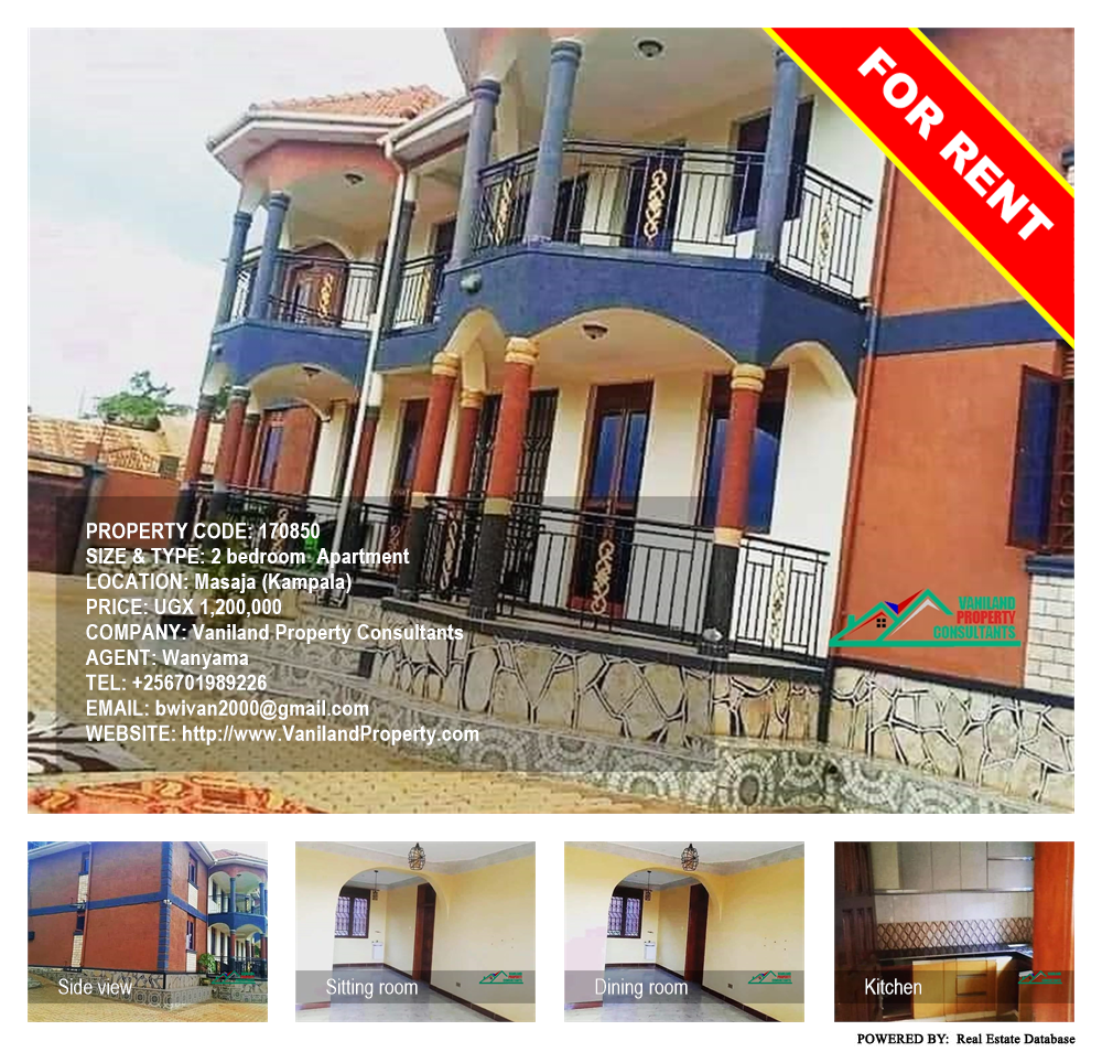 2 bedroom Apartment  for rent in Masaja Kampala Uganda, code: 170850