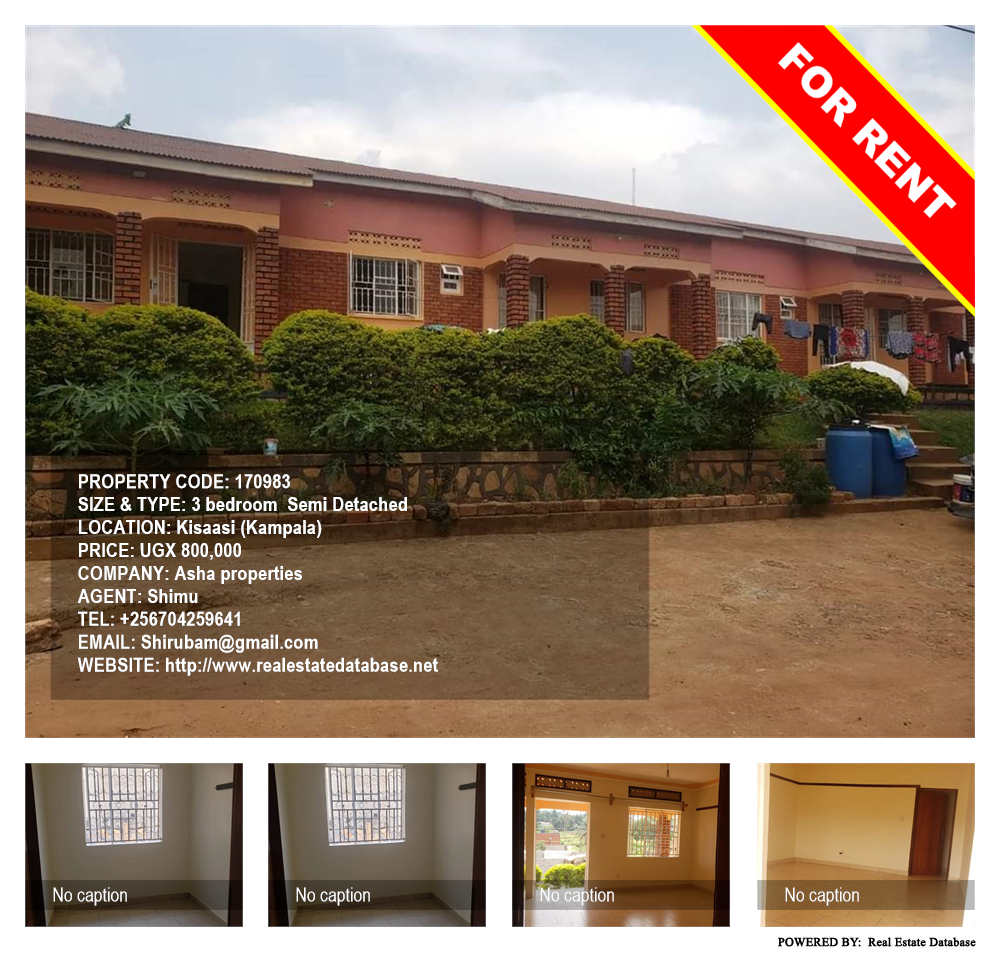 3 bedroom Semi Detached  for rent in Kisaasi Kampala Uganda, code: 170983
