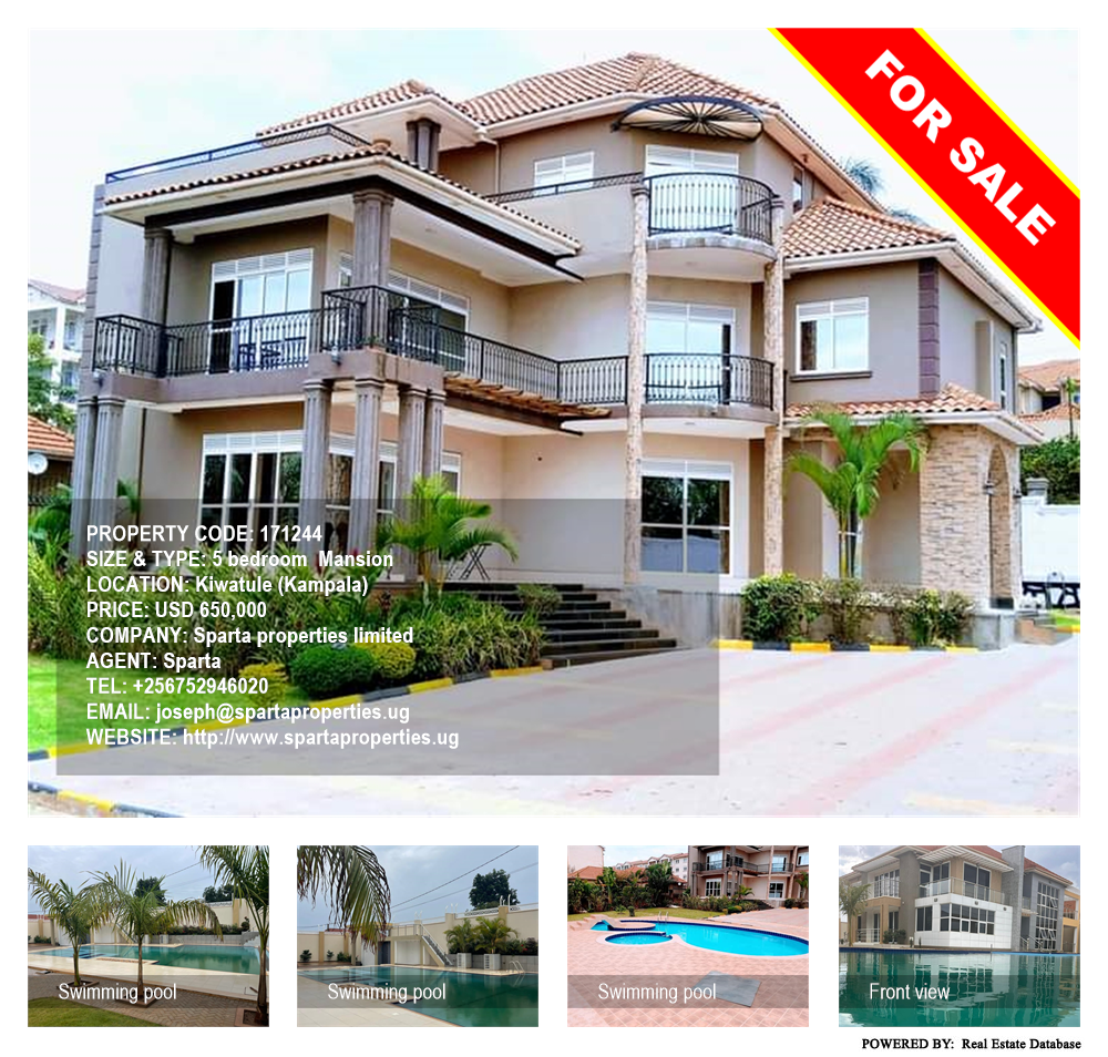 5 bedroom Mansion  for sale in Kiwatule Kampala Uganda, code: 171244