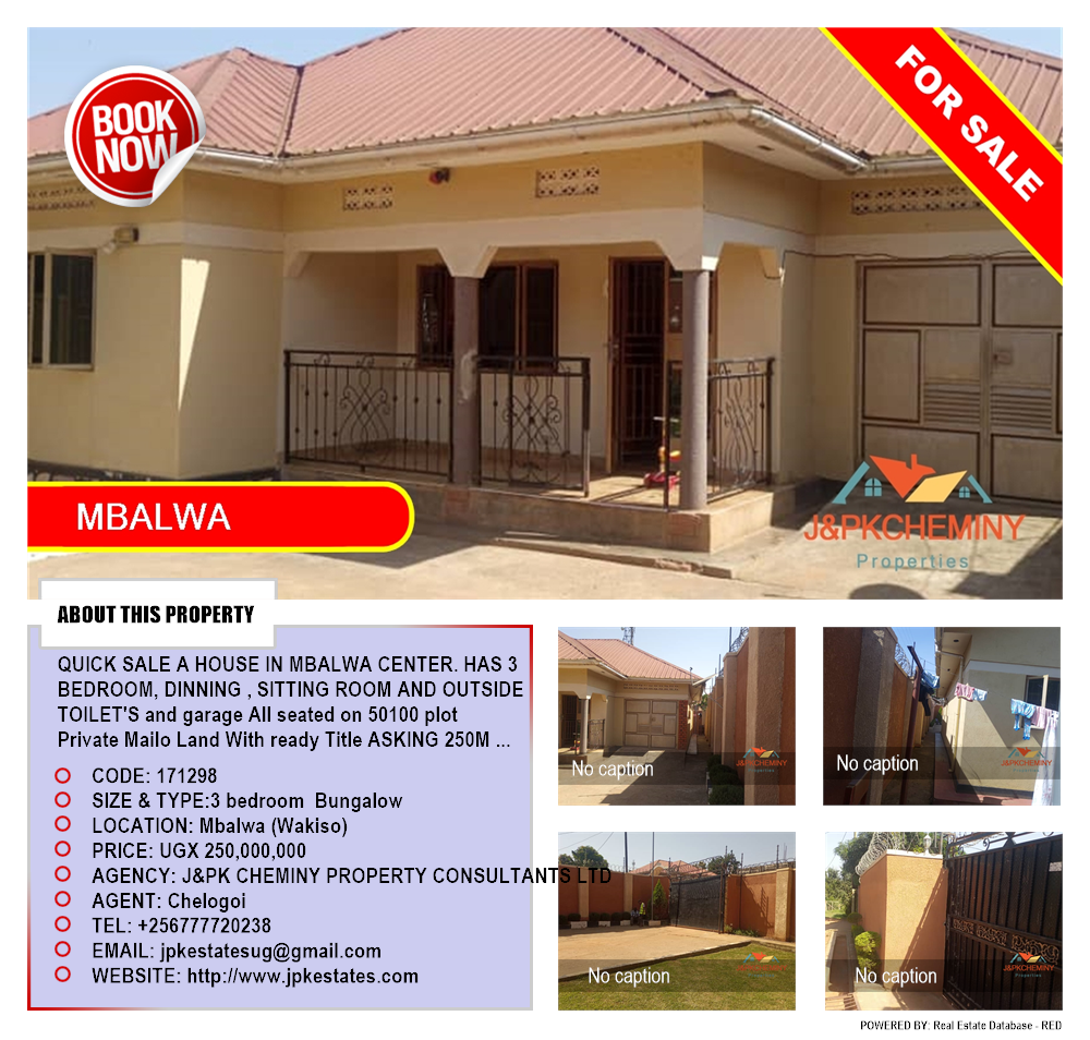 3 bedroom Bungalow  for sale in Mbalwa Wakiso Uganda, code: 171298