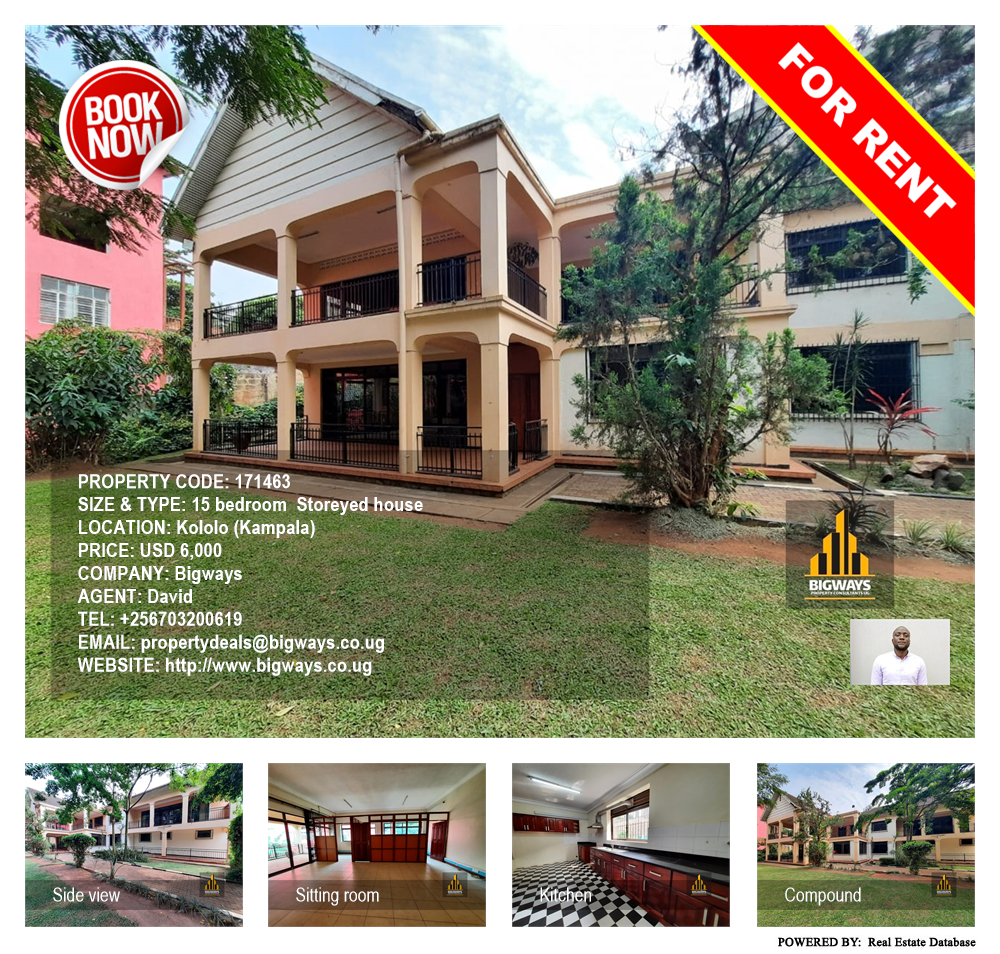 15 bedroom Storeyed house  for rent in Kololo Kampala Uganda, code: 171463