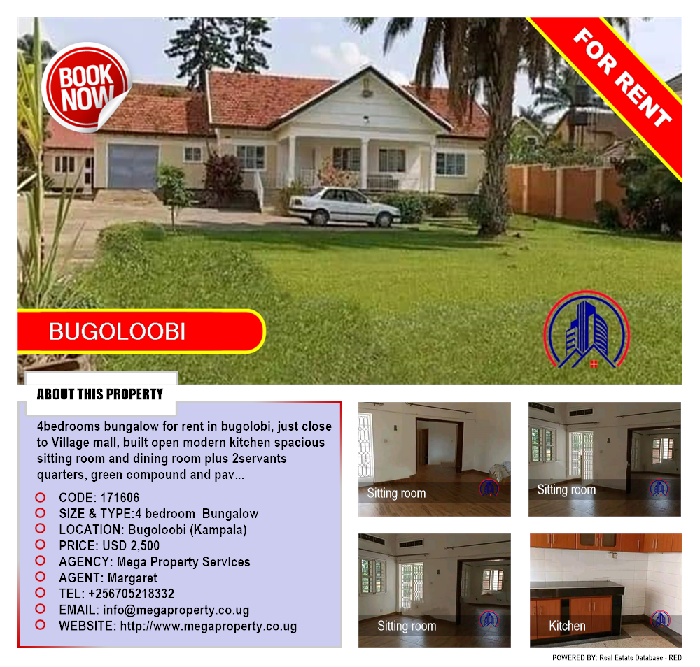 4 bedroom Bungalow  for rent in Bugoloobi Kampala Uganda, code: 171606