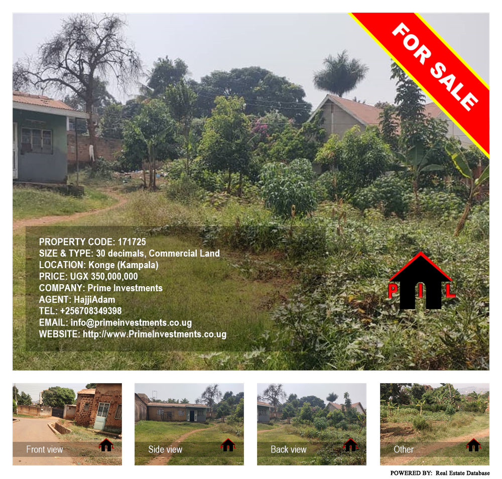 Commercial Land  for sale in Konge Kampala Uganda, code: 171725