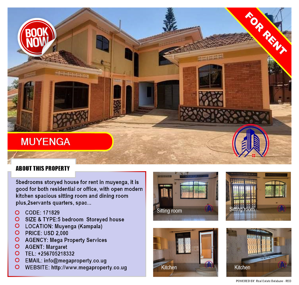 5 bedroom Storeyed house  for rent in Muyenga Kampala Uganda, code: 171829