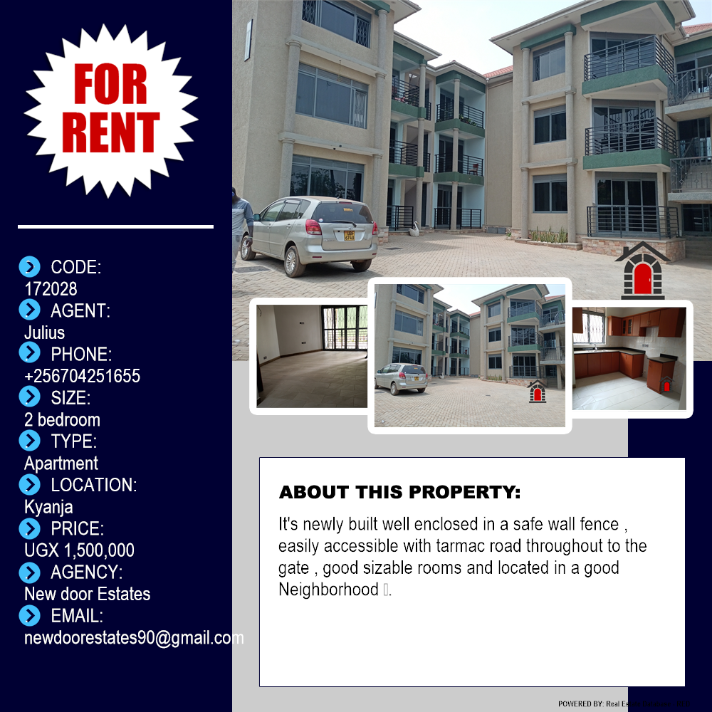 2 bedroom Apartment  for rent in Kyanja Kampala Uganda, code: 172028