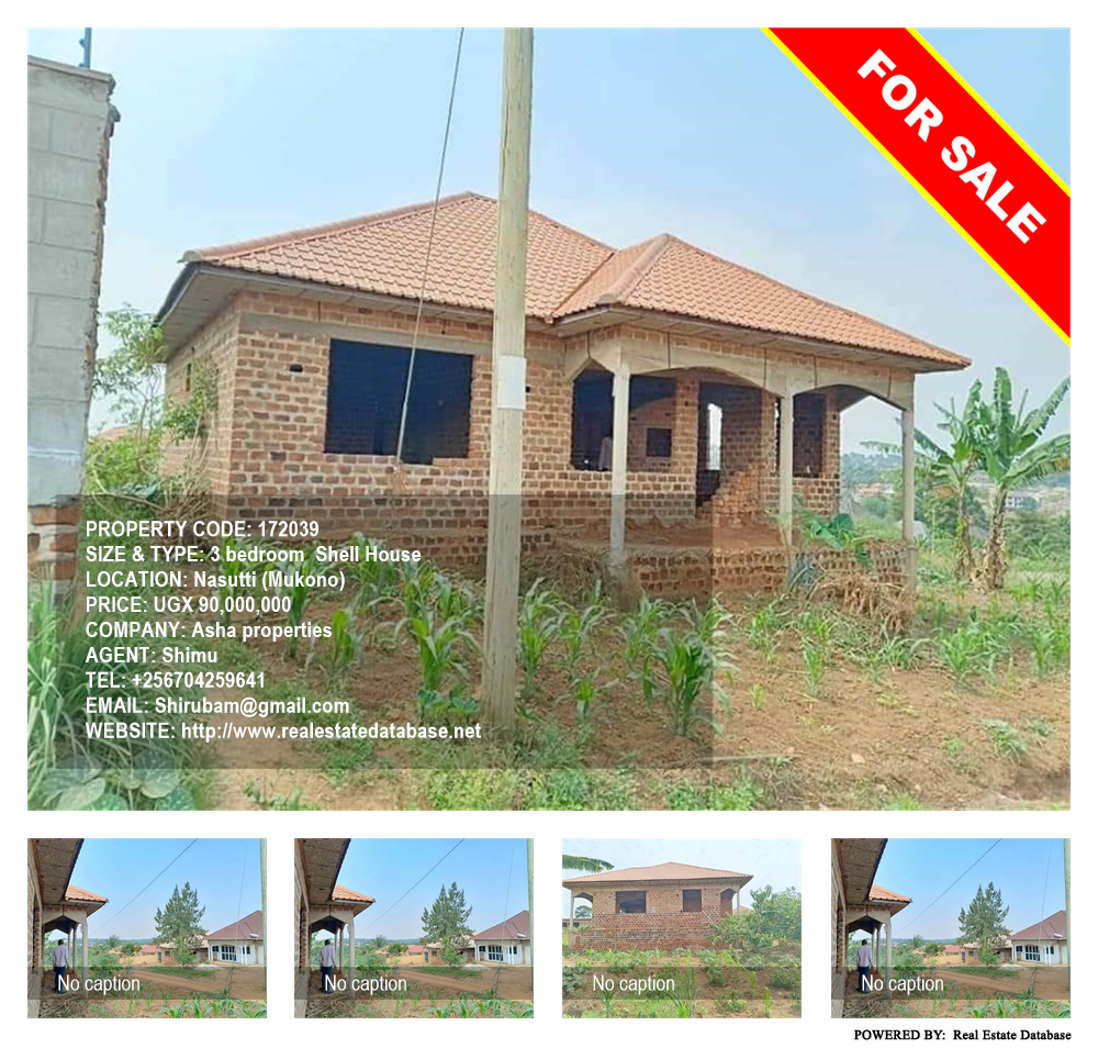 3 bedroom Shell House  for sale in Nasutti Mukono Uganda, code: 172039