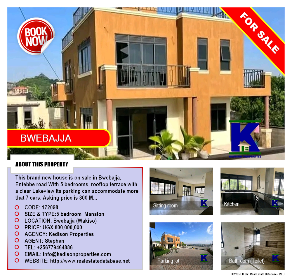 5 bedroom Mansion  for sale in Bwebajja Wakiso Uganda, code: 172098