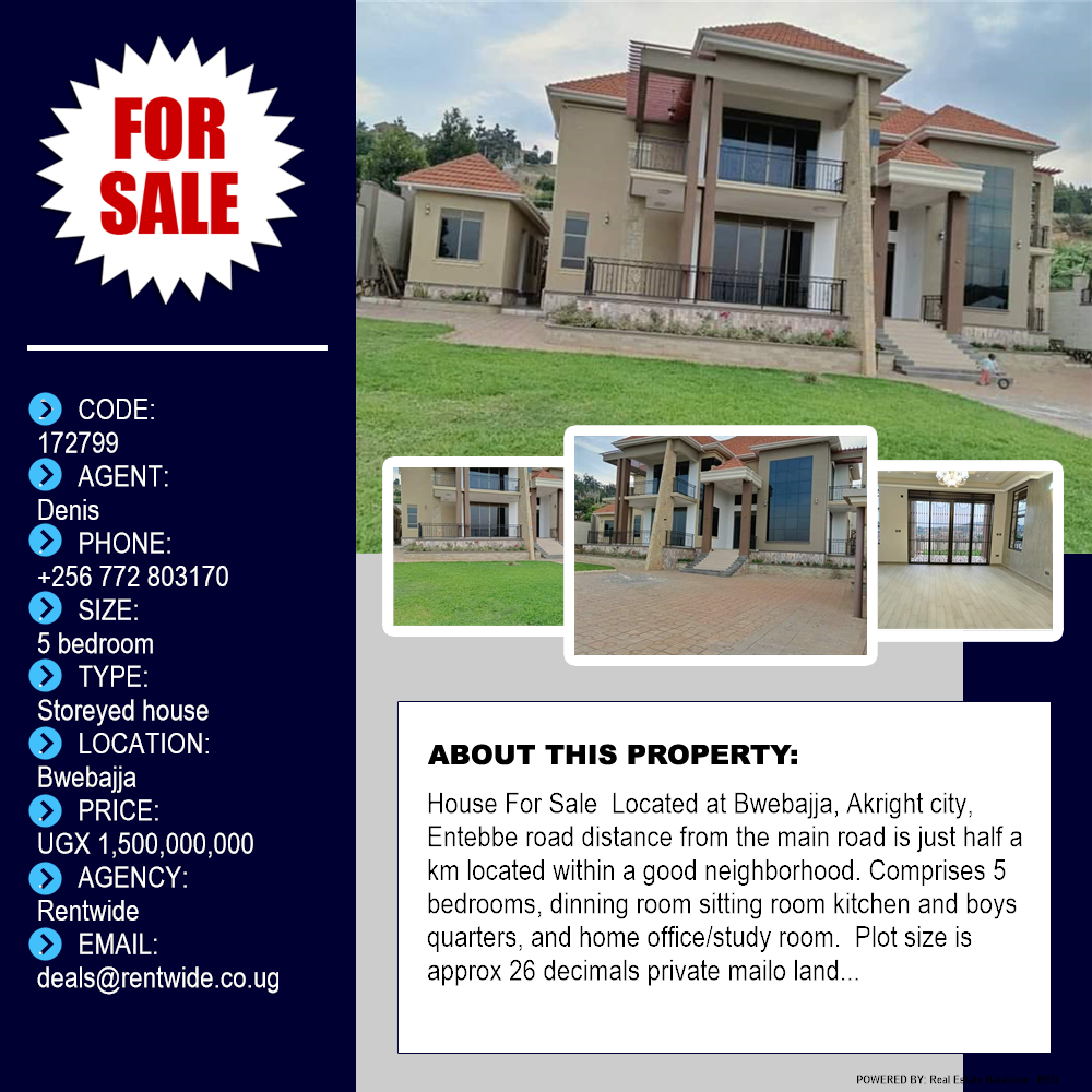 5 bedroom Storeyed house  for sale in Bwebajja Wakiso Uganda, code: 172799