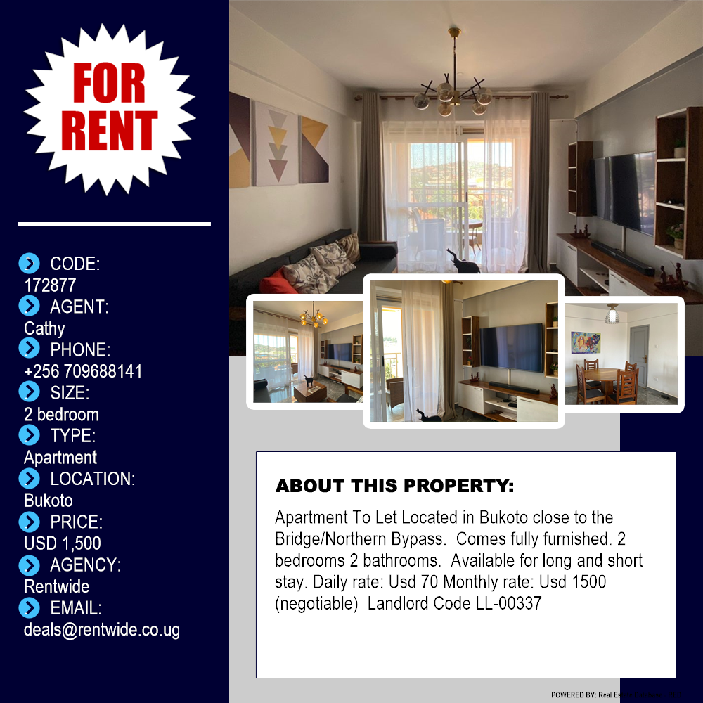 2 bedroom Apartment  for rent in Bukoto Kampala Uganda, code: 172877