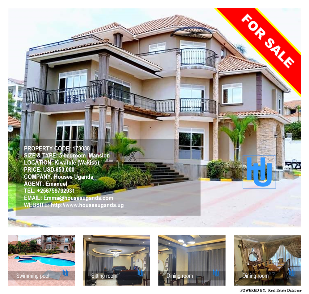 5 bedroom Mansion  for sale in Kiwaatule Wakiso Uganda, code: 173038