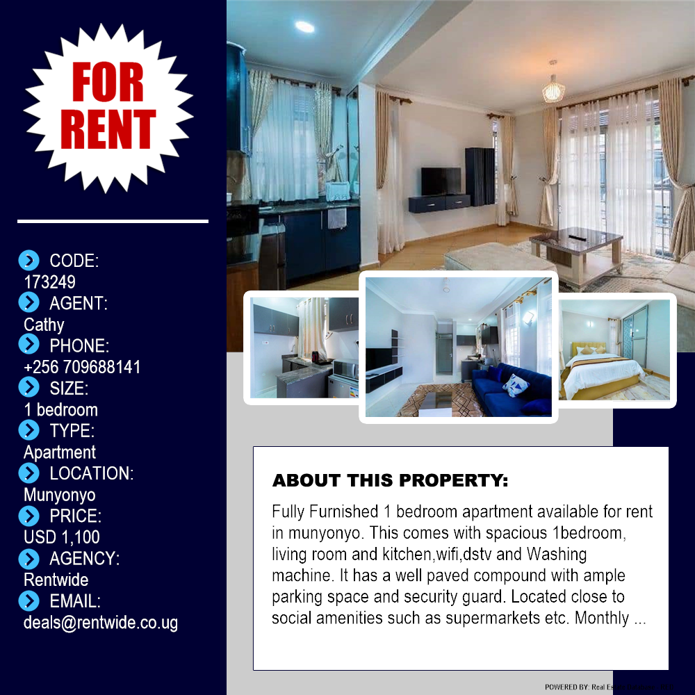 1 bedroom Apartment  for rent in Munyonyo Kampala Uganda, code: 173249
