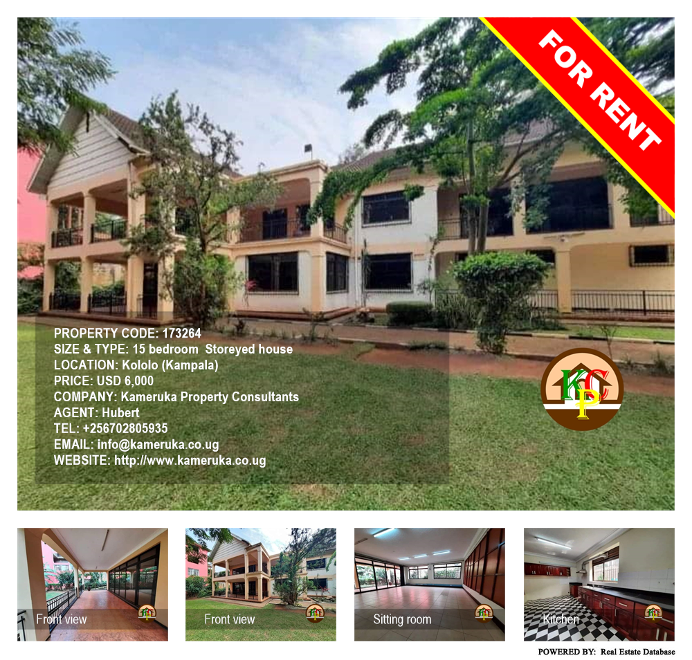 15 bedroom Storeyed house  for rent in Kololo Kampala Uganda, code: 173264