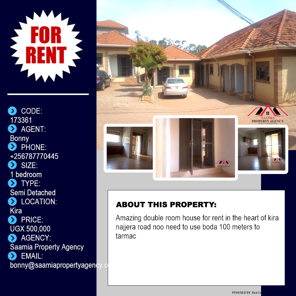 1 bedroom Semi Detached  for rent in Kira Wakiso Uganda, code: 173361