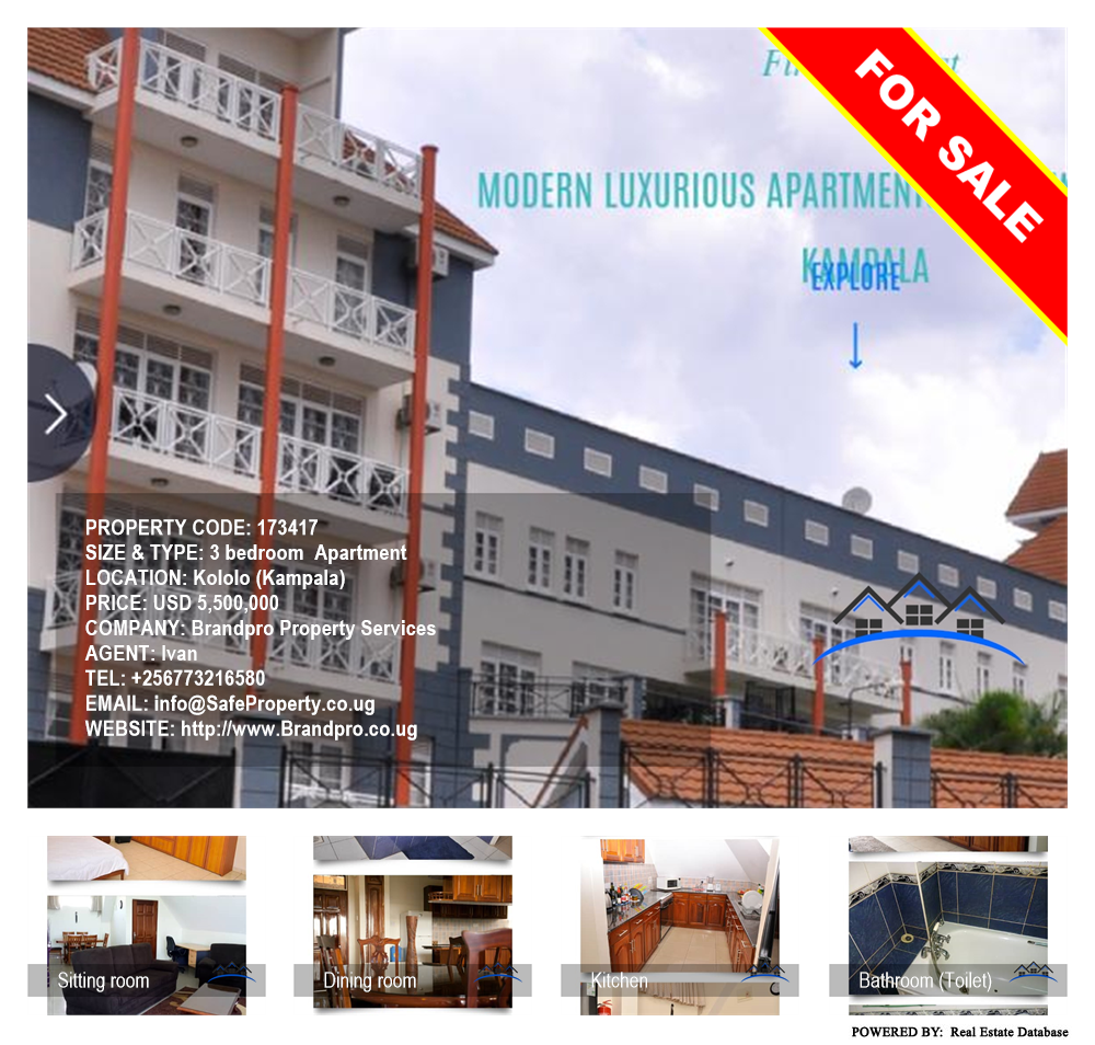 3 bedroom Apartment  for sale in Kololo Kampala Uganda, code: 173417