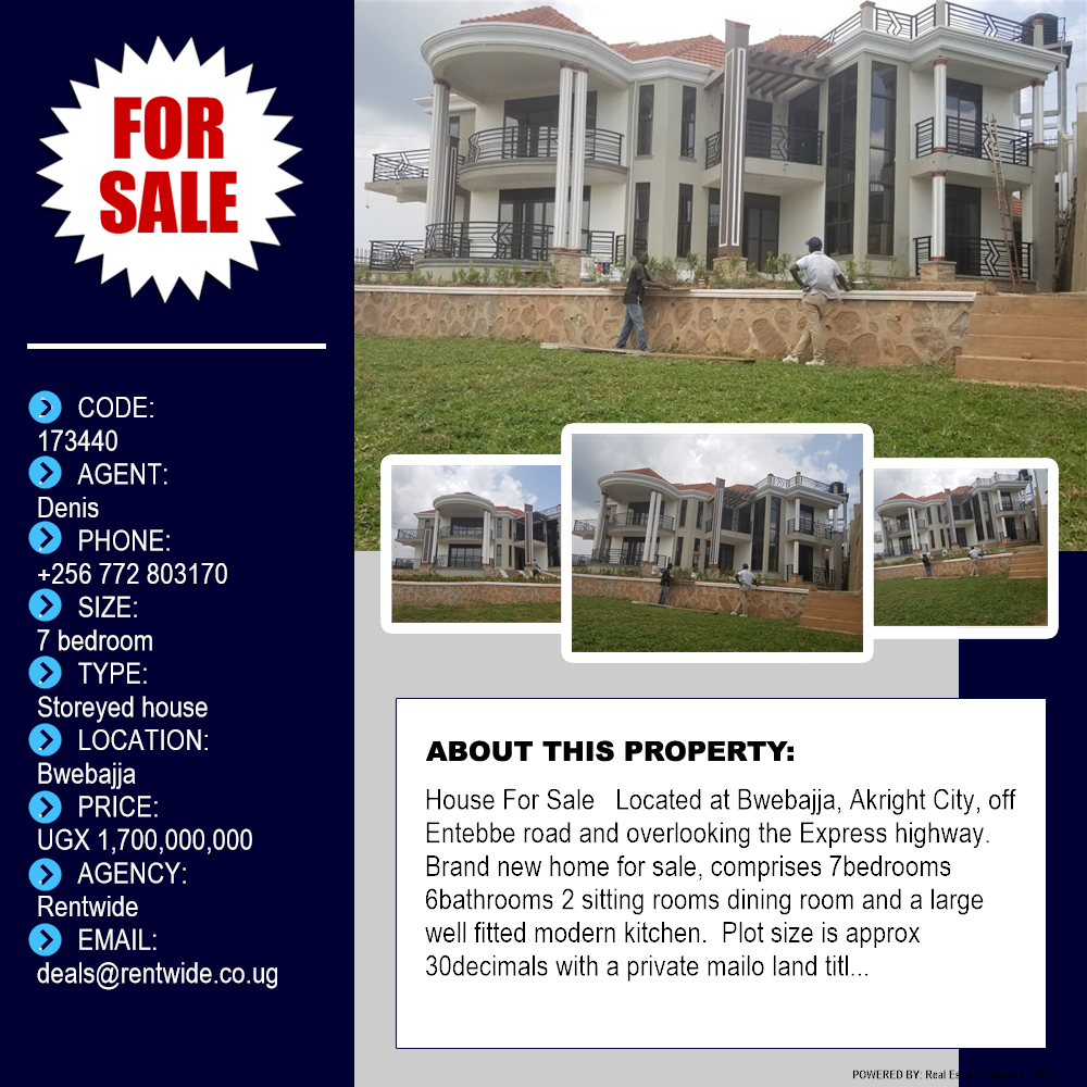 7 bedroom Storeyed house  for sale in Bwebajja Wakiso Uganda, code: 173440