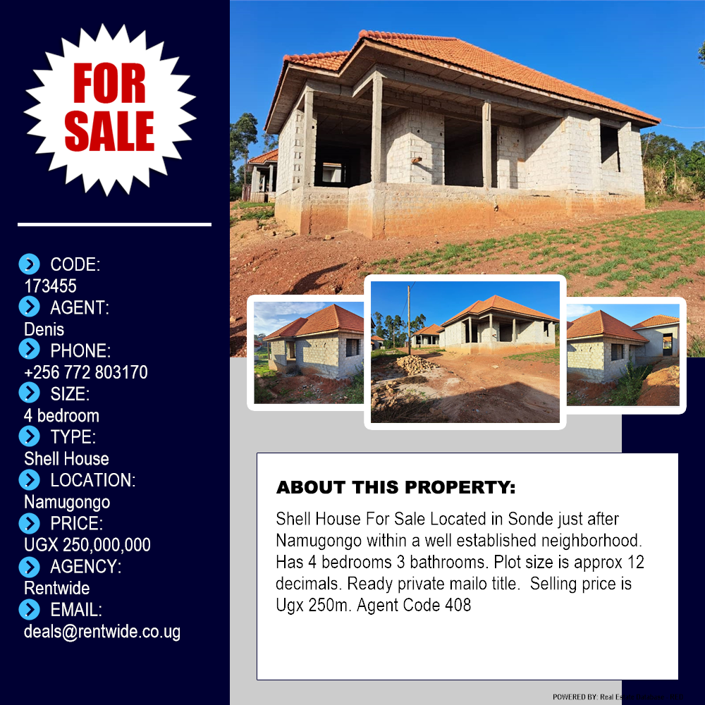 4 bedroom Shell House  for sale in Namugongo Wakiso Uganda, code: 173455