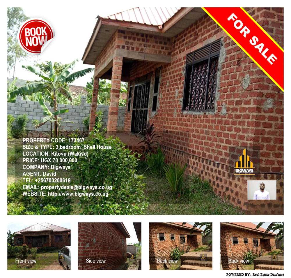 3 bedroom Shell House  for sale in Kitovu Wakiso Uganda, code: 173467