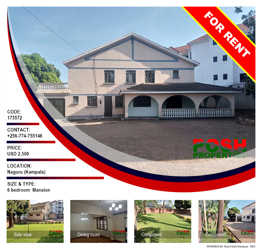 6 bedroom Mansion  for rent in Naguru Kampala Uganda, code: 173572