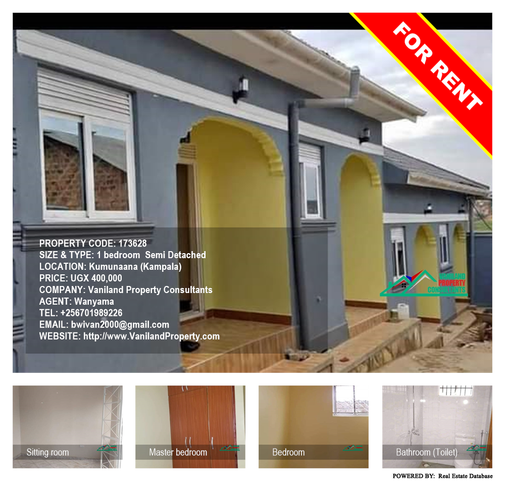 1 bedroom Semi Detached  for rent in Kumunaana Kampala Uganda, code: 173628