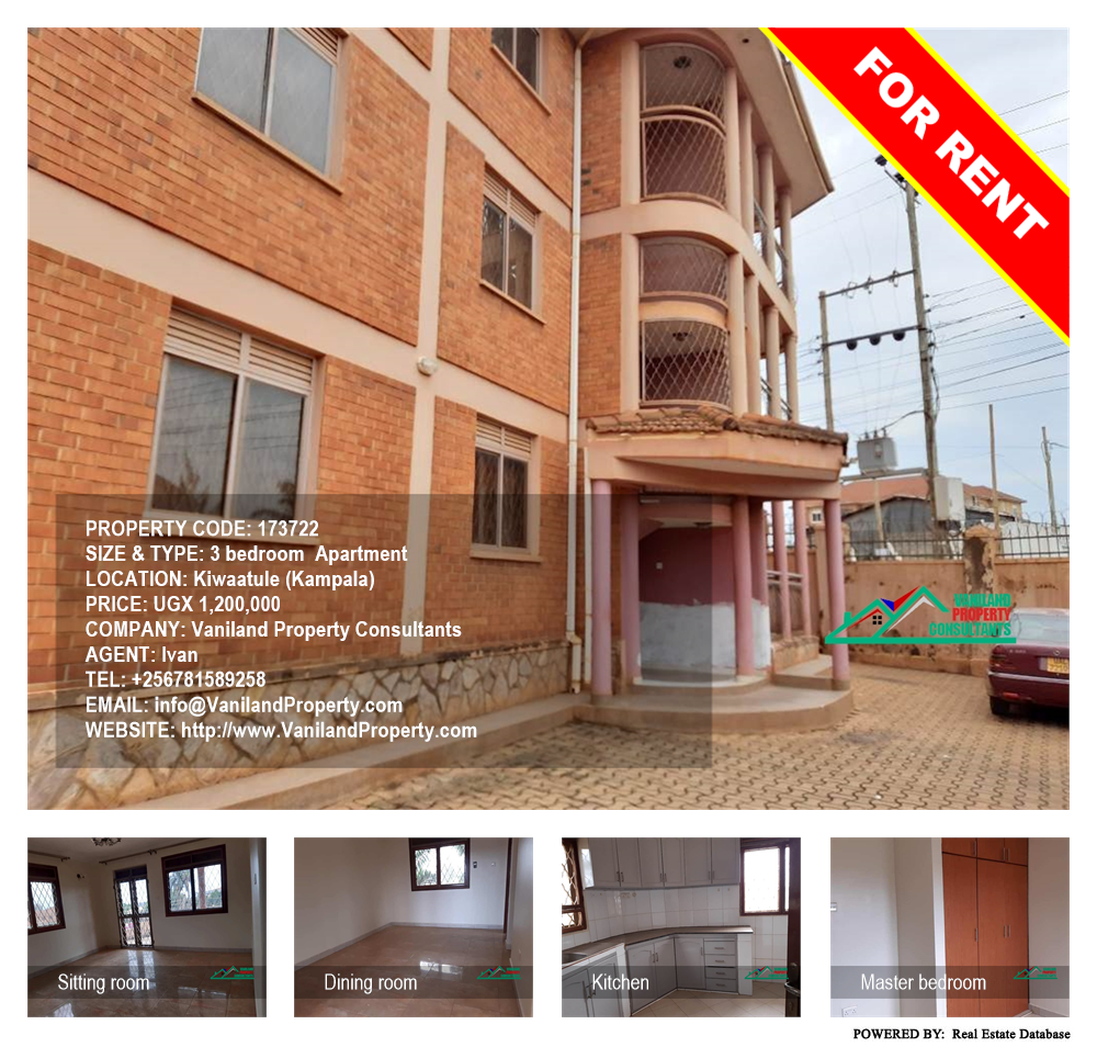 3 bedroom Apartment  for rent in Kiwaatule Kampala Uganda, code: 173722