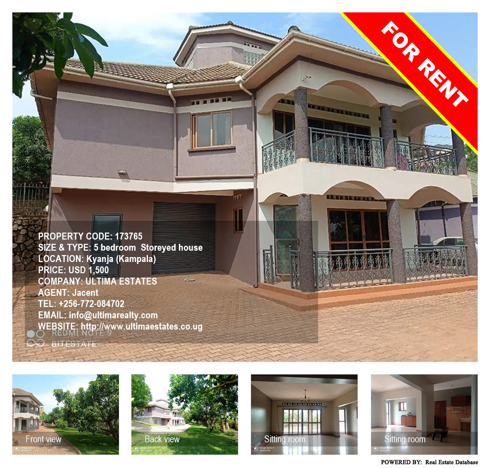5 bedroom Storeyed house  for rent in Kyanja Kampala Uganda, code: 173765