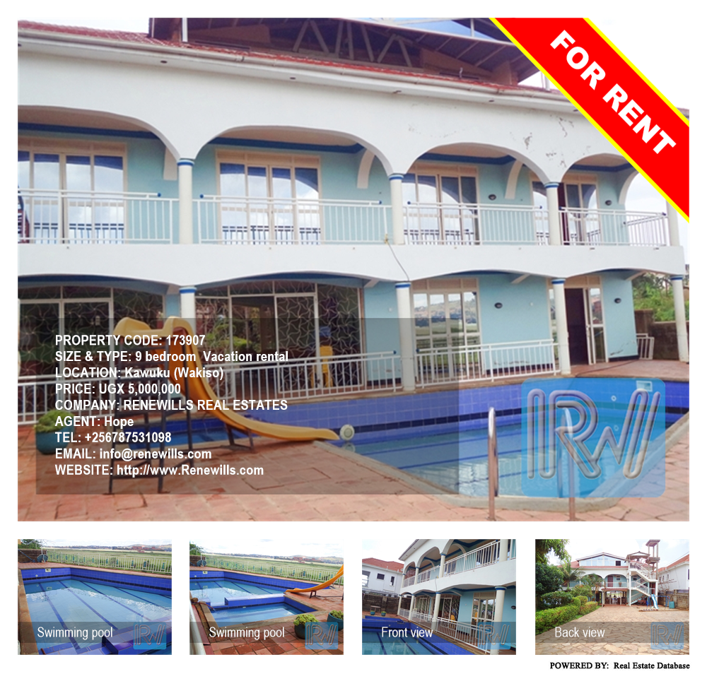 9 bedroom Vacation rental  for rent in Kawuku Wakiso Uganda, code: 173907