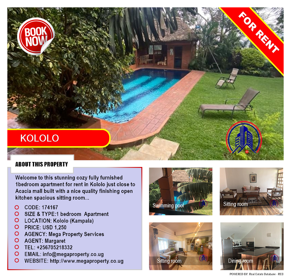 1 bedroom Apartment  for rent in Kololo Kampala Uganda, code: 174167