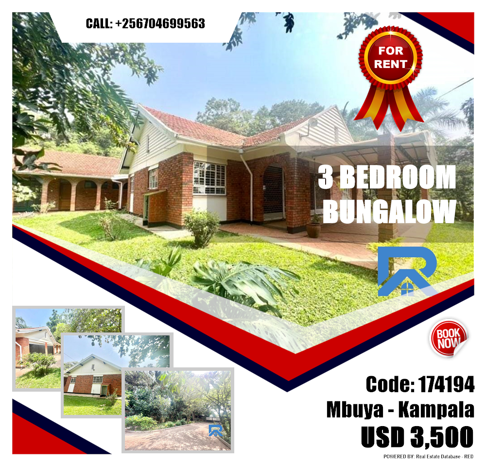 3 bedroom Bungalow  for rent in Mbuya Kampala Uganda, code: 174194