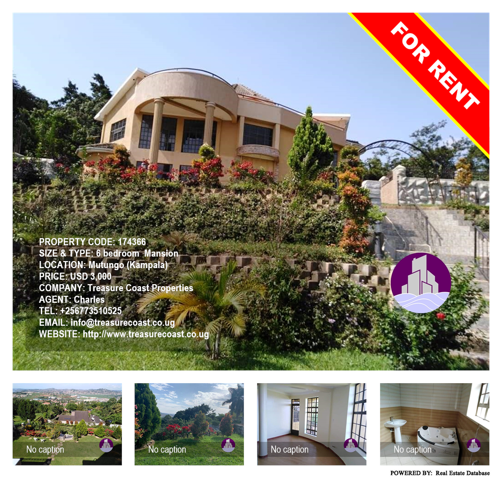 6 bedroom Mansion  for rent in Mutungo Kampala Uganda, code: 174366