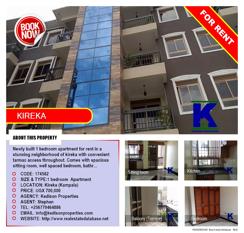 1 bedroom Apartment  for rent in Kireka Kampala Uganda, code: 174562