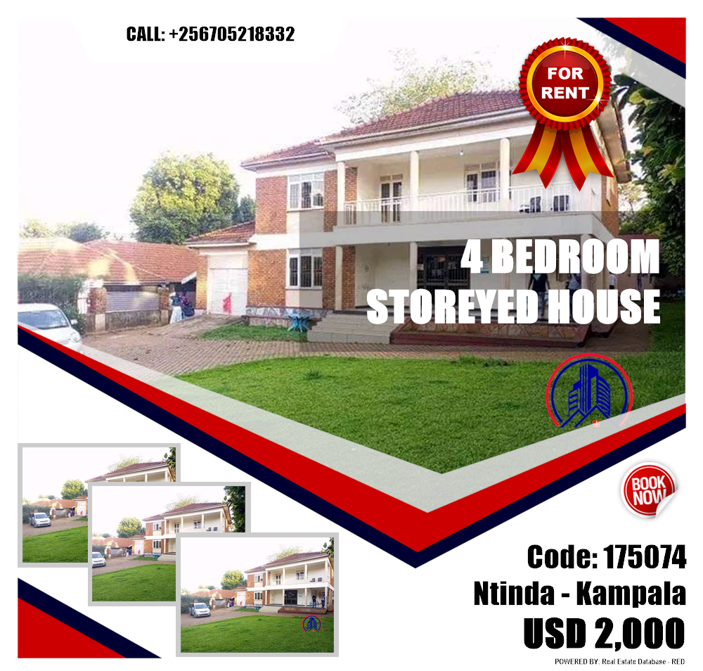 4 bedroom Storeyed house  for rent in Ntinda Kampala Uganda, code: 175074