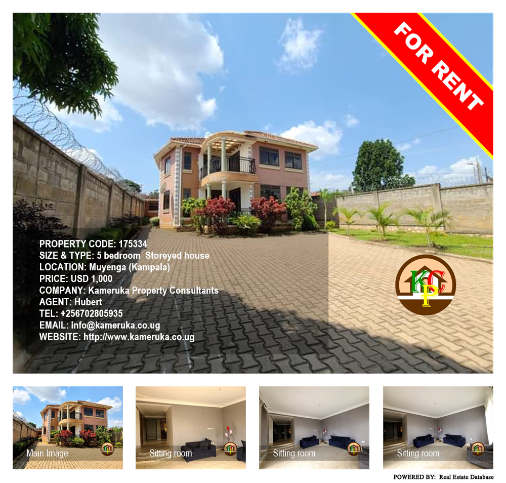 5 bedroom Storeyed house  for rent in Muyenga Kampala Uganda, code: 175334