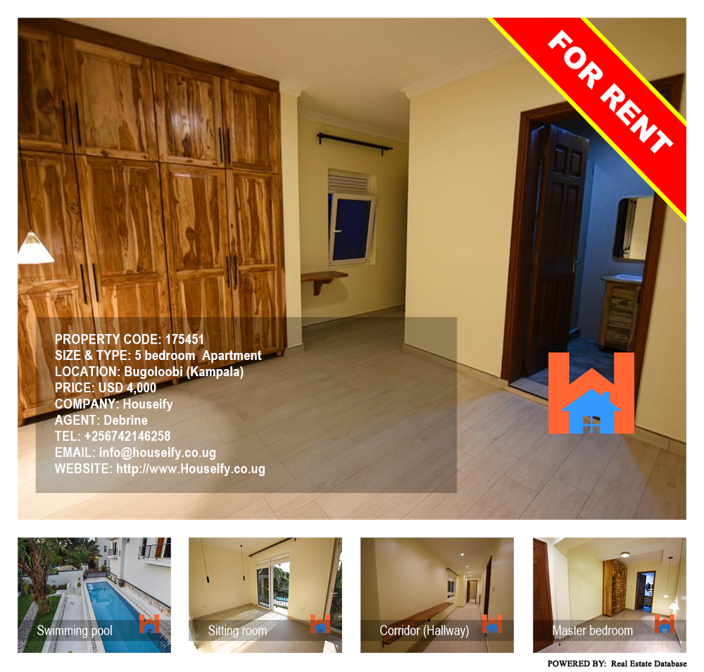 5 bedroom Apartment  for rent in Bugoloobi Kampala Uganda, code: 175451