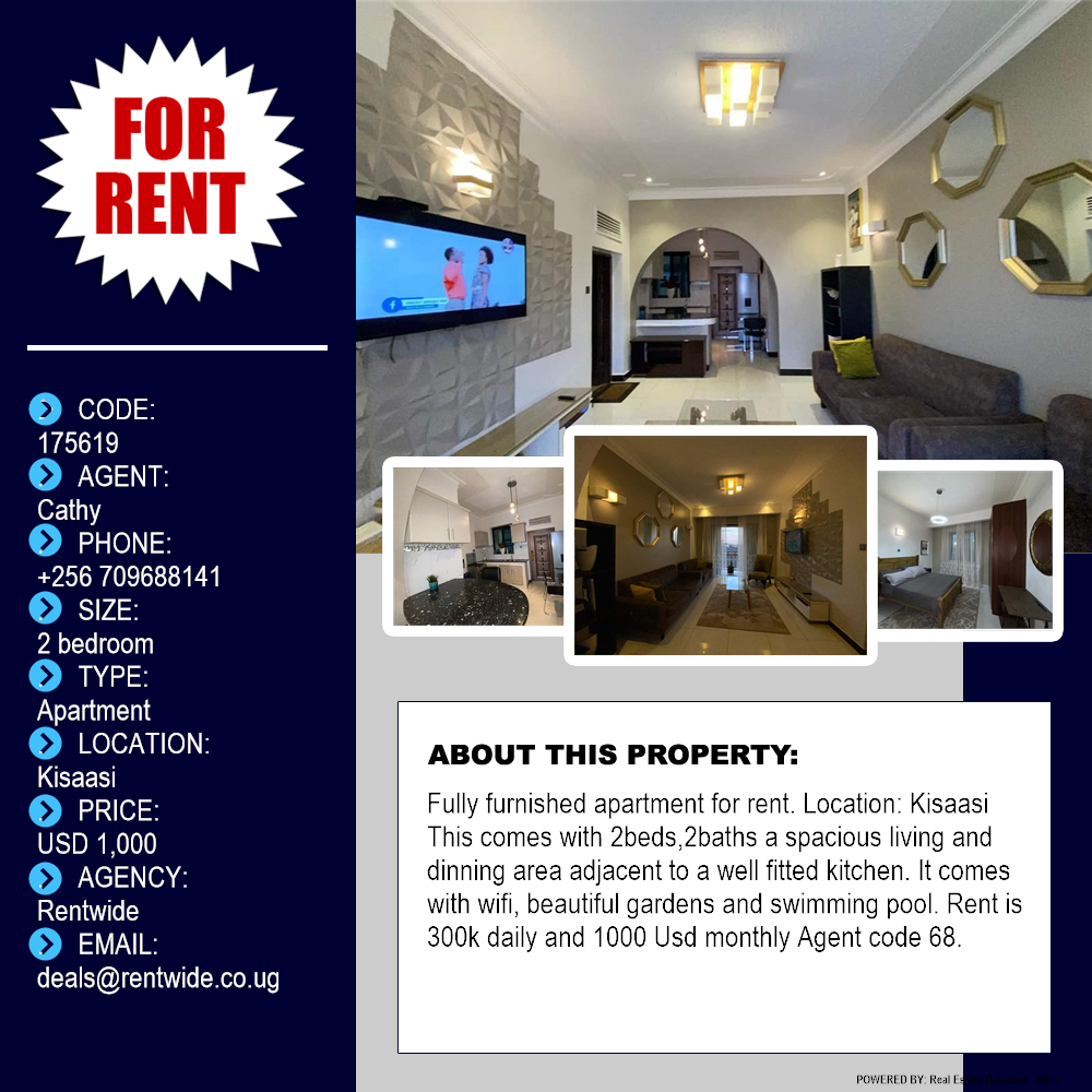 2 bedroom Apartment  for rent in Kisaasi Kampala Uganda, code: 175619