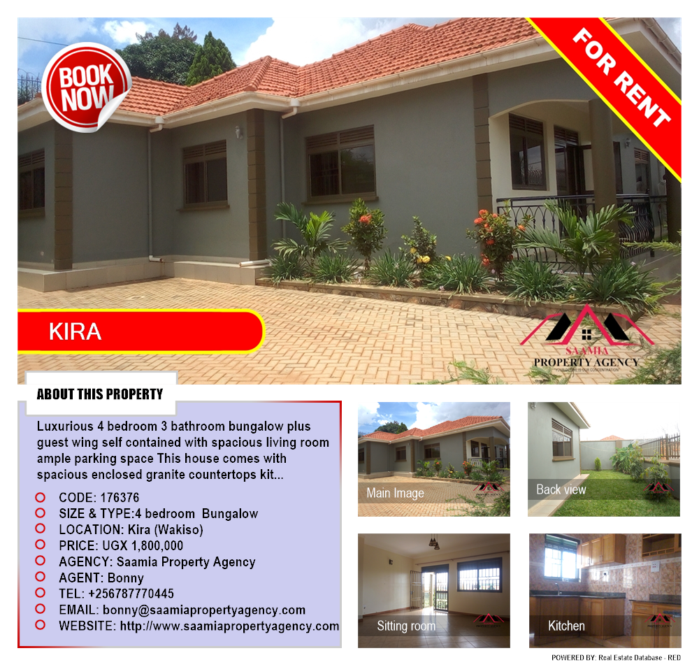 4 bedroom Bungalow  for rent in Kira Wakiso Uganda, code: 176376
