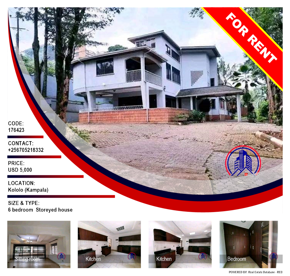6 bedroom Storeyed house  for rent in Kololo Kampala Uganda, code: 176423
