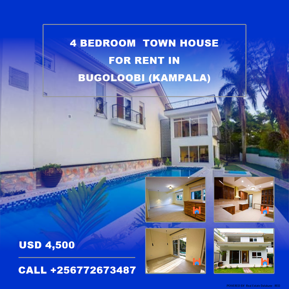 4 bedroom Town House  for rent in Bugoloobi Kampala Uganda, code: 177214