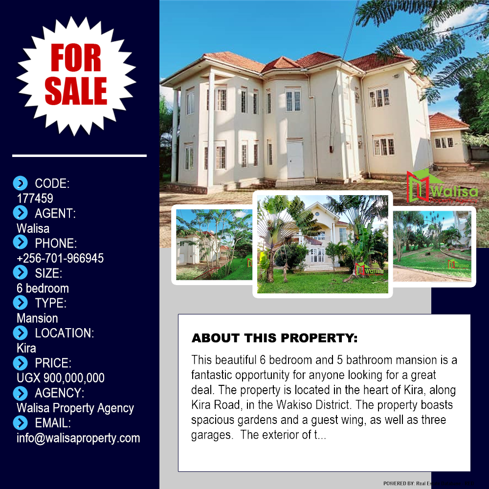 6 bedroom Mansion  for sale in Kira Wakiso Uganda, code: 177459