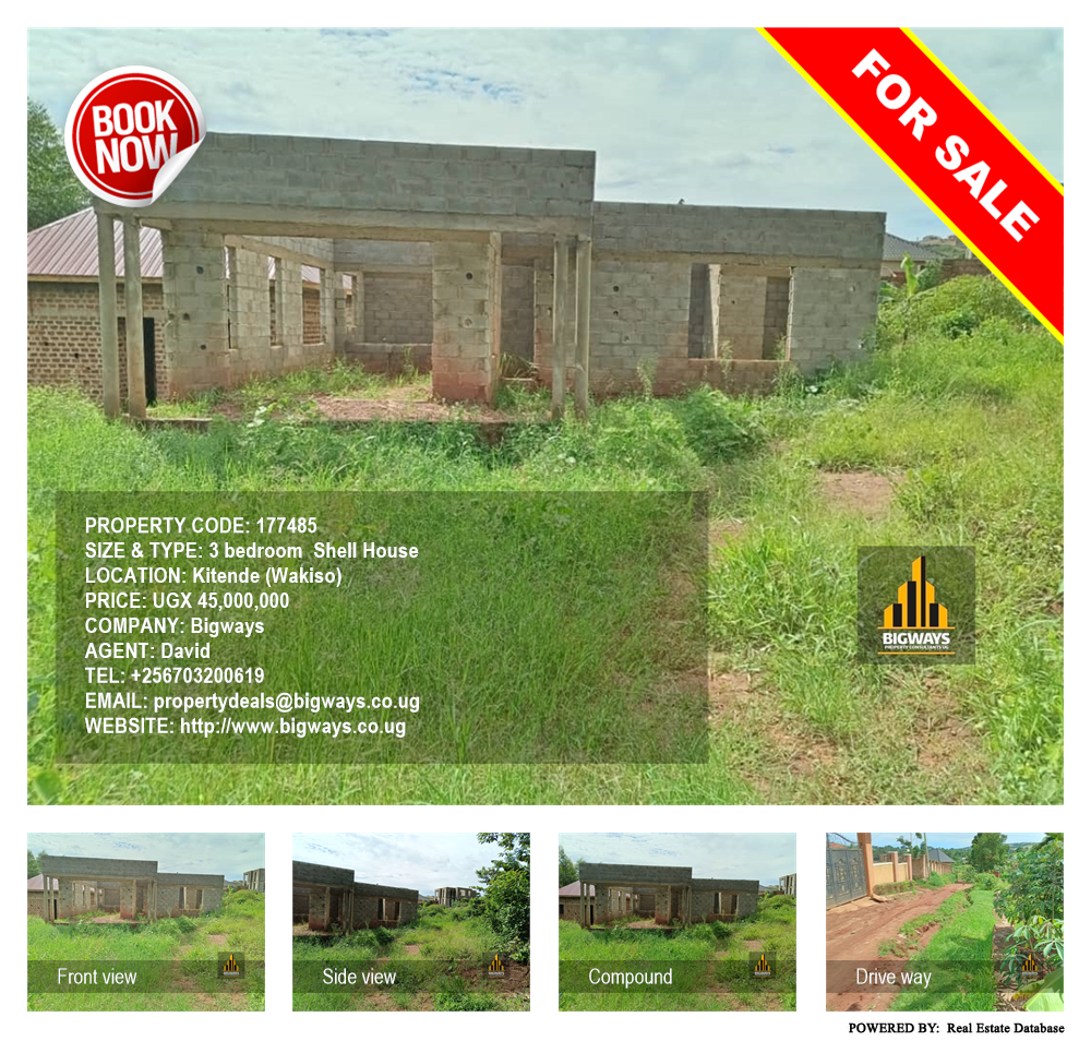 3 bedroom Shell House  for sale in Kitende Wakiso Uganda, code: 177485