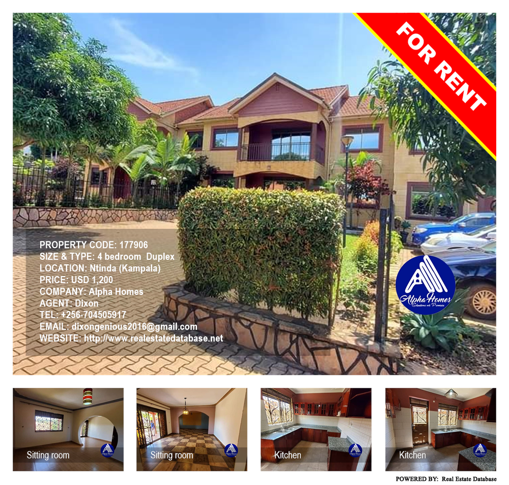 4 bedroom Duplex  for rent in Ntinda Kampala Uganda, code: 177906