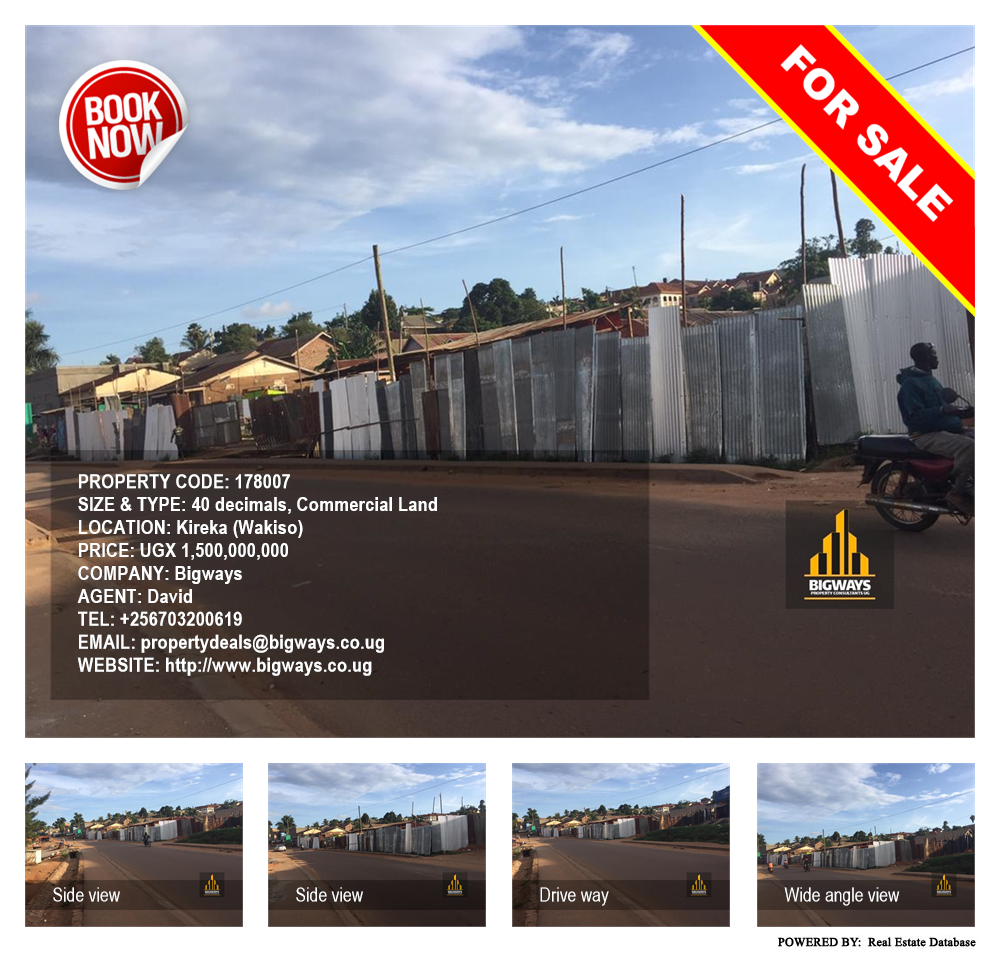 Commercial Land  for sale in Kireka Wakiso Uganda, code: 178007