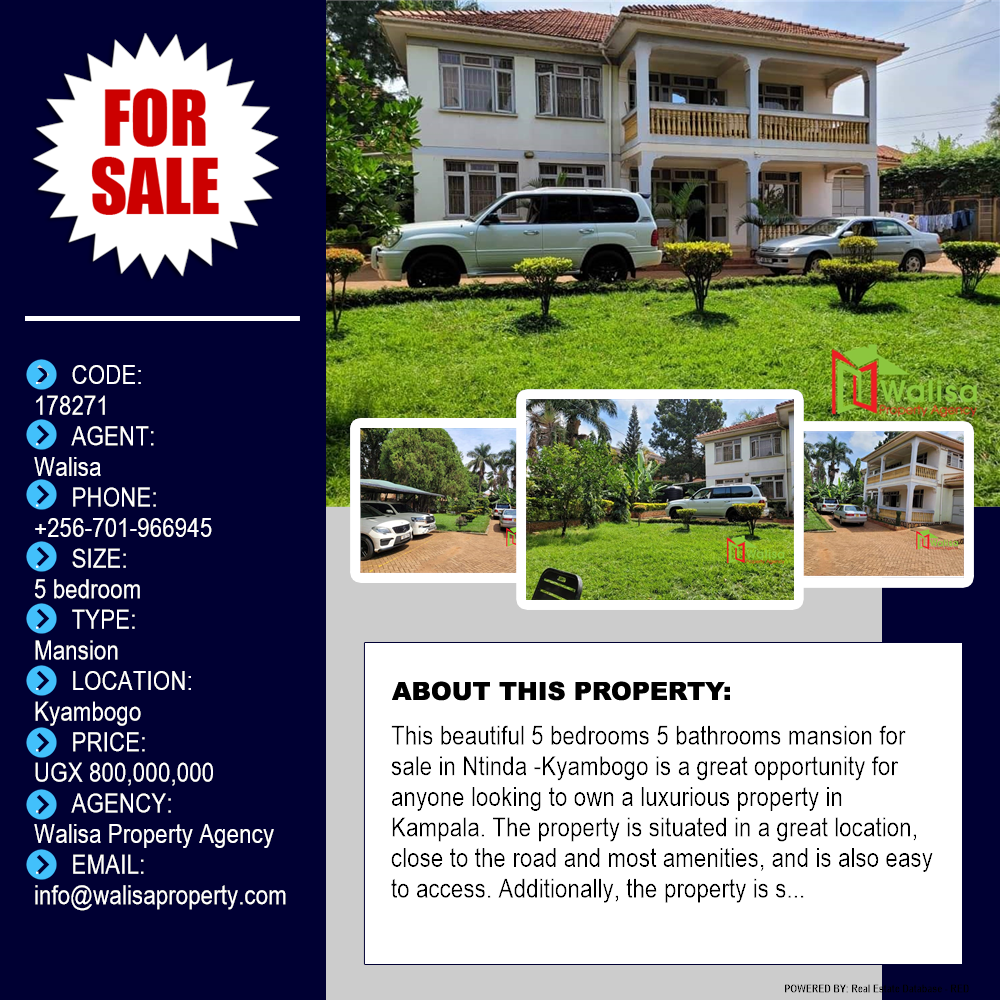 5 bedroom Mansion  for sale in Kyambogo Kampala Uganda, code: 178271