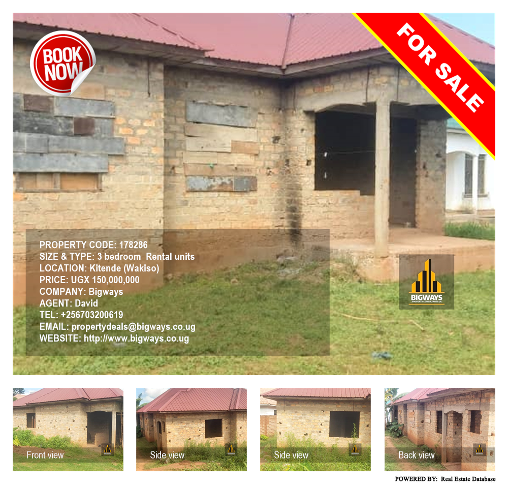 3 bedroom Rental units  for sale in Kitende Wakiso Uganda, code: 178286