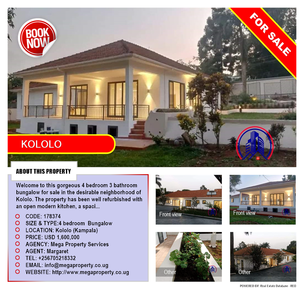 4 bedroom Bungalow  for sale in Kololo Kampala Uganda, code: 178374