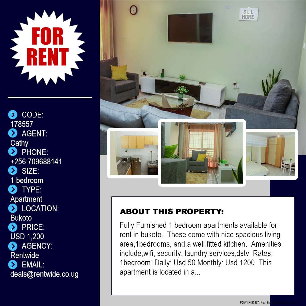 1 bedroom Apartment  for rent in Bukoto Kampala Uganda, code: 178557
