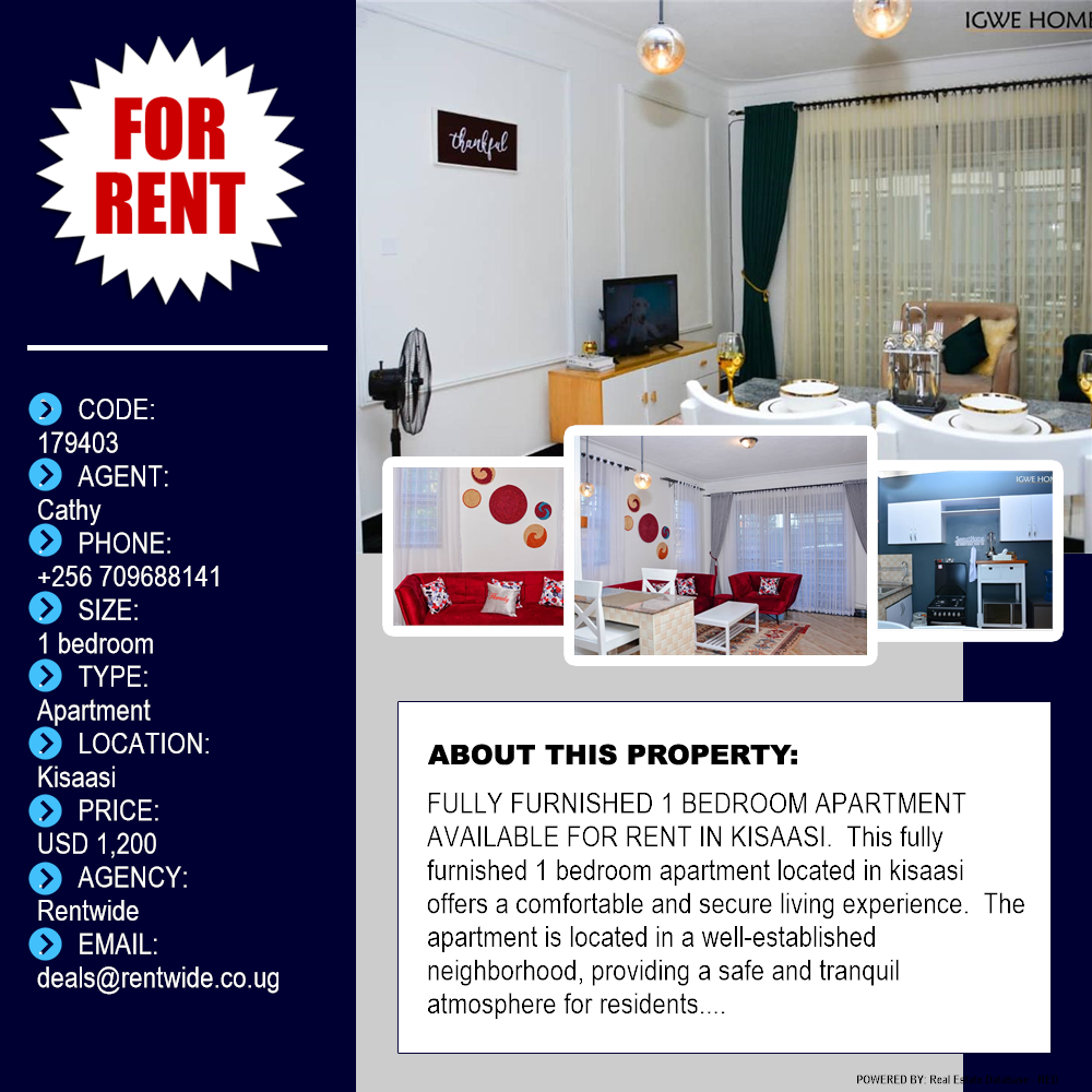 1 bedroom Apartment  for rent in Kisaasi Kampala Uganda, code: 179403