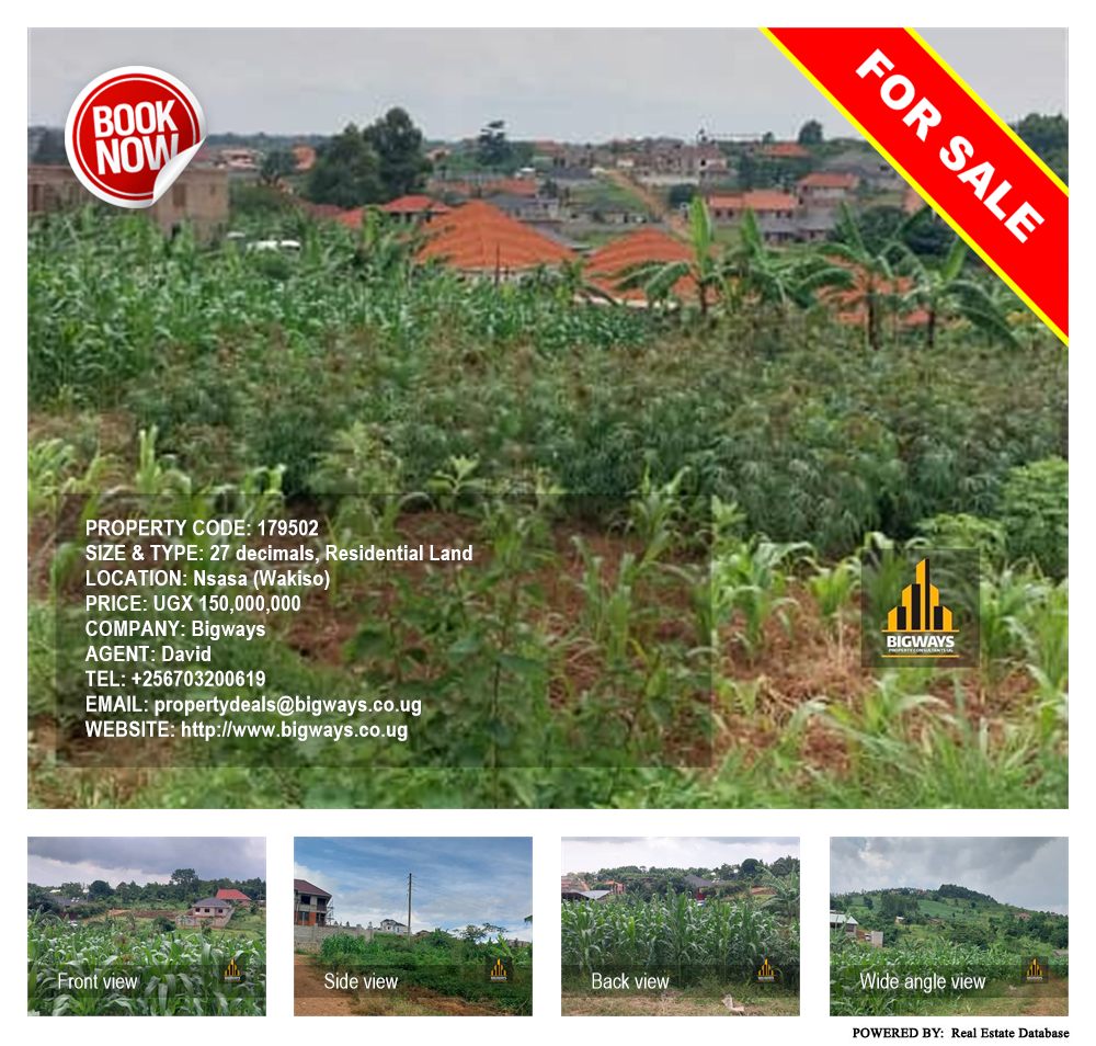 Residential Land  for sale in Nsasa Wakiso Uganda, code: 179502