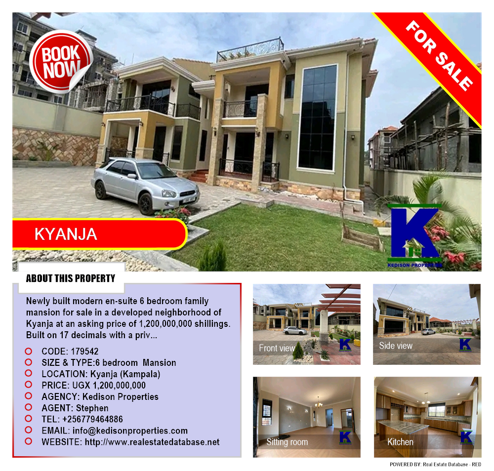6 bedroom Mansion  for sale in Kyanja Kampala Uganda, code: 179542