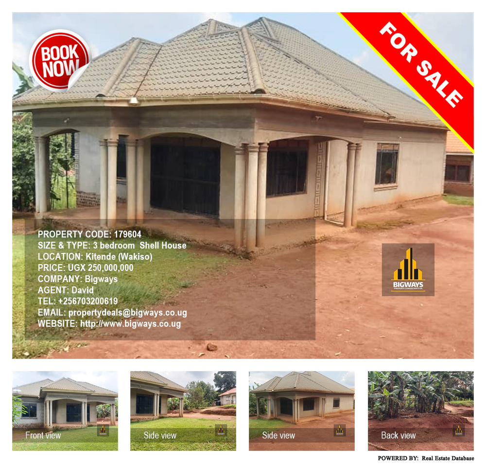3 bedroom Shell House  for sale in Kitende Wakiso Uganda, code: 179604